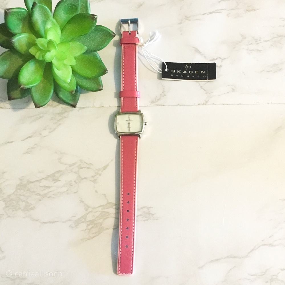 ✨NWT Skagen | Pink Leather Opal Face Watch